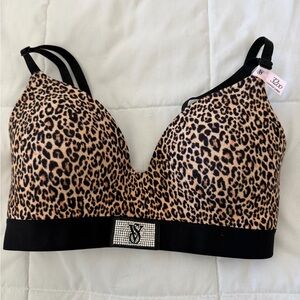 Leopard Print Women's Bra with Black Accents